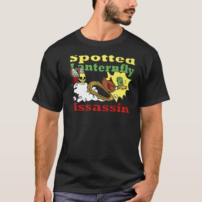 Spoted Lanternfly Assassin anka skrämde springa aw T Shirt (Framsida)