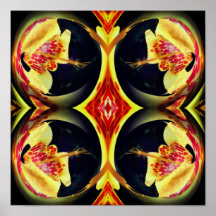 Spoted Lily Blommigt Spegel Abstrakt Art Poster