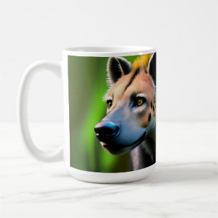 Spoted Stalking Hyena tittar på hans Be. Kaffemugg