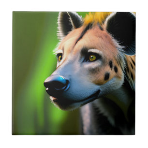 Spoted Stalking Hyena tittar på hans Be. Kakelplatta