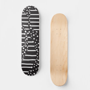Spoter och Rand 2 i vitt på svart Mini Skateboard Bräda 18,5 Cm