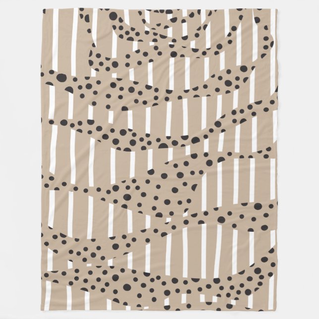 Spoter och Rand 2 - Taupe, Black and White Fleecefilt (Framsidan)