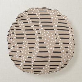 Spoter och Rand 2 - Taupe, Black and White Rund Kudde