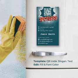 Spotless Blue: Anpassningsbar House Städning QR-ko Magnetiska Visitkort
