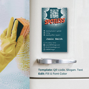 Spotless Blue: Anpassningsbar House Städning QR-ko Magnetiska Visitkort