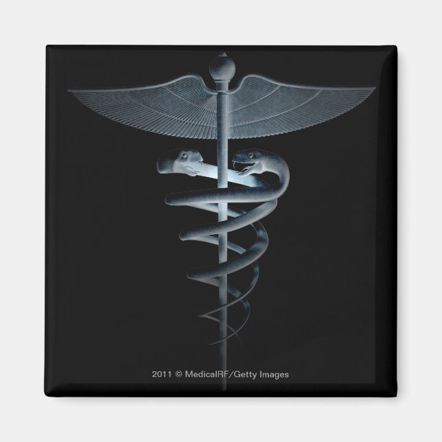 Spotlight på en medicinsk caduceus magnet (Framsidan)