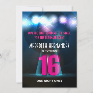 Spotlight Star Rosa Sweet 16 Inbjudningar