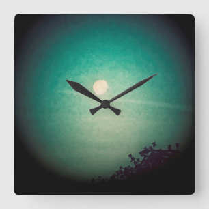 Spotlit Måne Fyrkantig Klocka
