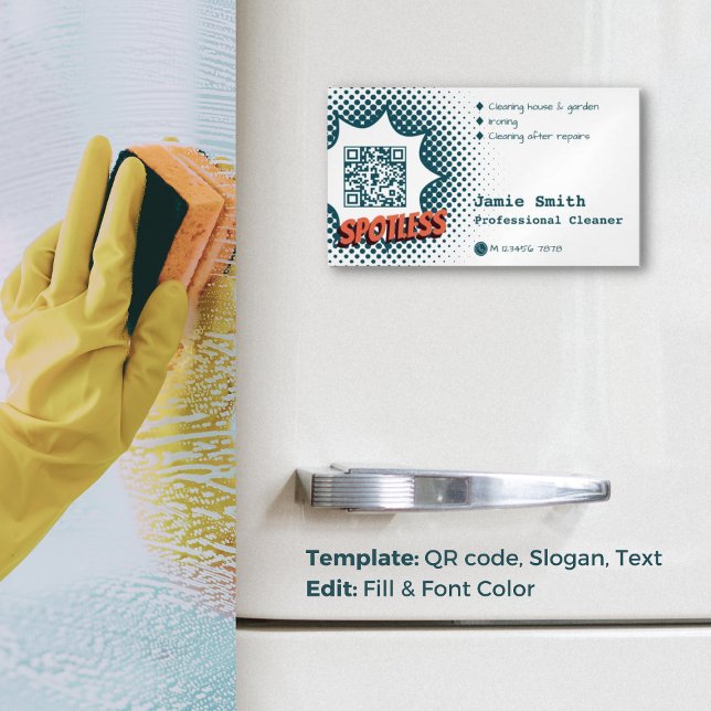 Spotlösa imponeringar: Professionell House Städnin Magnetiska Visitkort (Spotless Impressions: Professional House Cleaning Business Card Magnet)