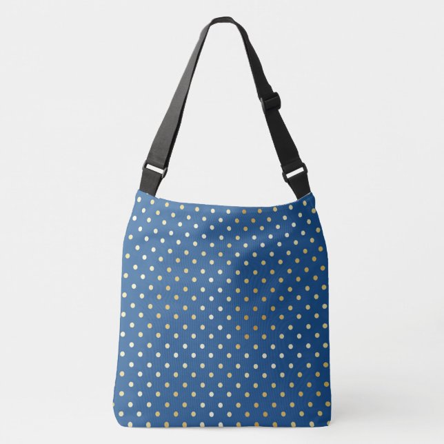 Spots Dots och Polka dots Guld Blue Axelväska (Framsida)