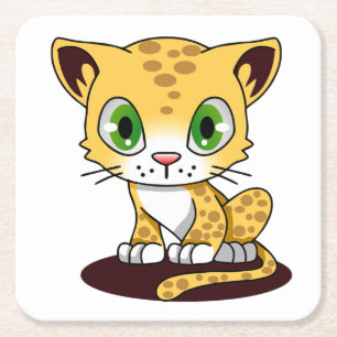 SPOTTED BROWN GRÖNT EYED KITTEN PÅ MAROON MAT UNDERLÄGG PAPPER KVADRAT
