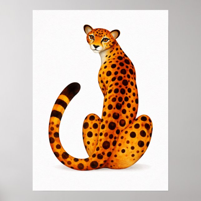 Spotted Cheetah Portrait Back View Poster (Framsidan)