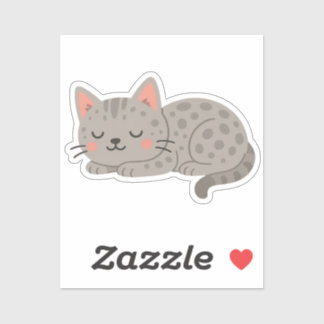 Spotted Gray Leopard Cat – Playful Cartoon Klistermärken