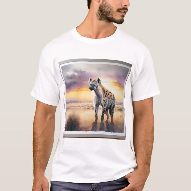 Spotted Hyena at Sunset REF68 - Watercolor T Shirt (Framsida)