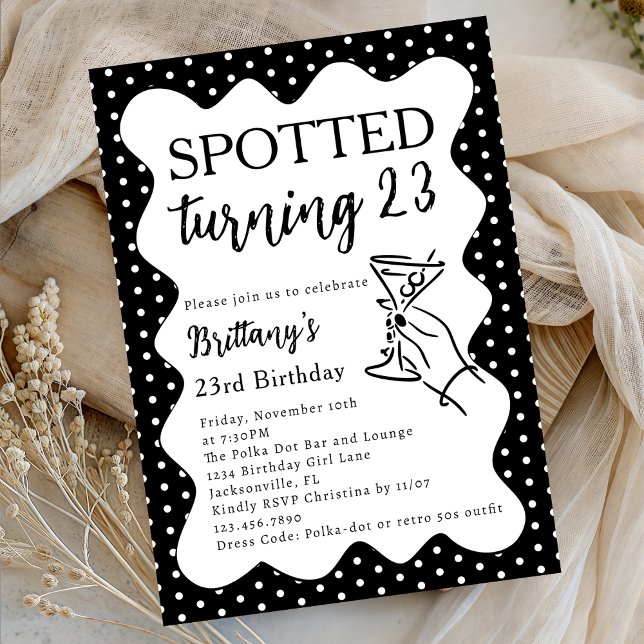 Spotted Turning 23 Polka Dot 23rd Birthday Party Inbjudningar (Skapare uppladdad)