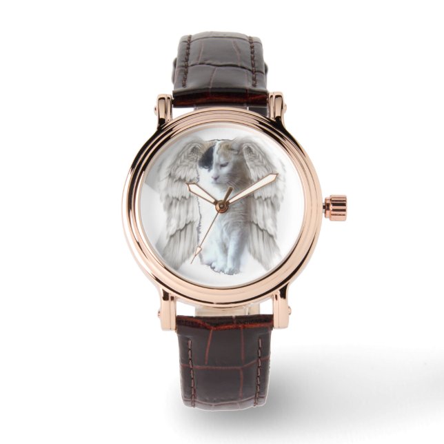 Spotty Angel Women's Brown Leather Watch Armbandsur (Framsida)