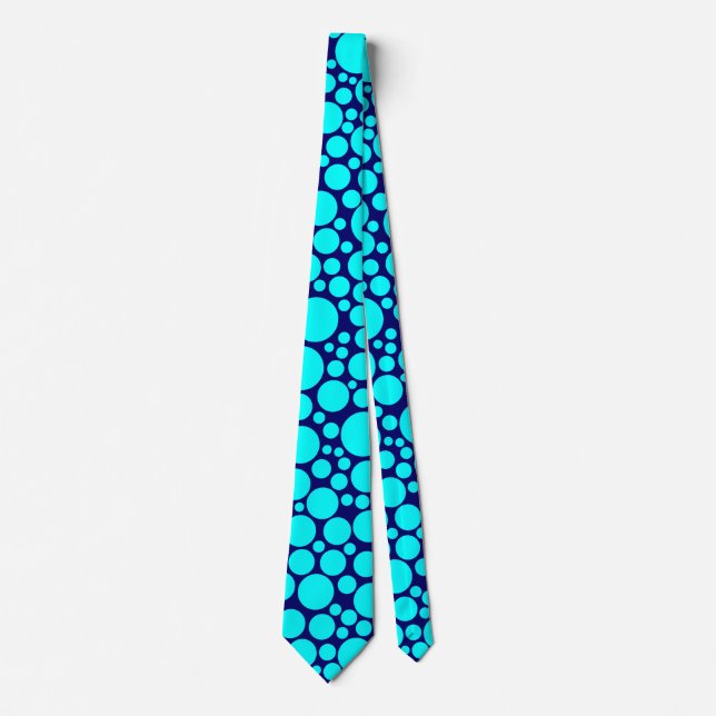 Spotty - cyan på Mörk blått (000066) Slips (Framsida)