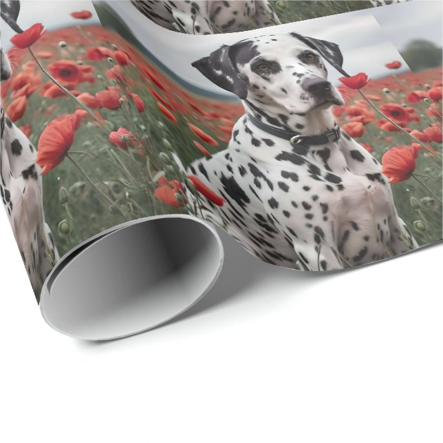 Spotty Handsome Dalformation Hund in the Poppy Fäl Presentpapper (Rullad Hörn)
