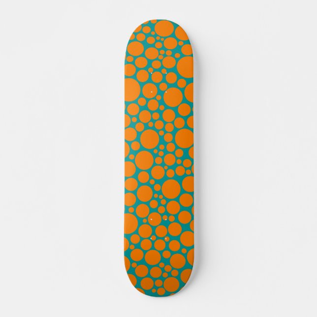Spotty - Orange på Teal Skateboard Bräda 21,5 Cm (Framsida)