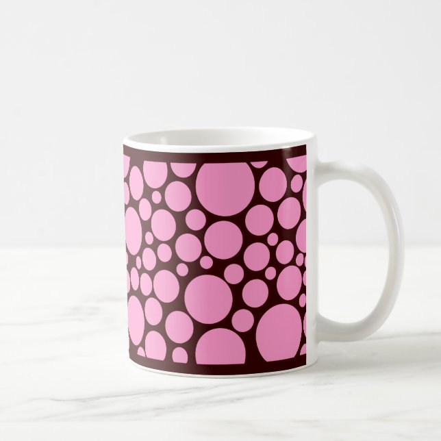 Spotty Rosa på Mörk Brown Kaffemugg (Höger)