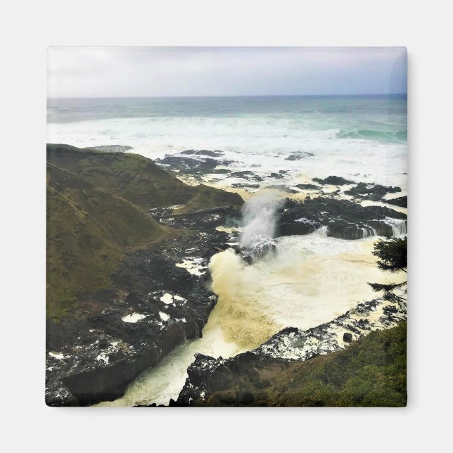 Spouting Horn, Cape Perpetua, Oregon Kusten Magnet (Framsidan)