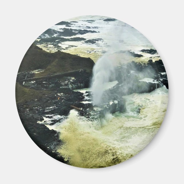 Spouting Horn, Cape Perpetua, Oregon Kusten Magnet (Framsidan)