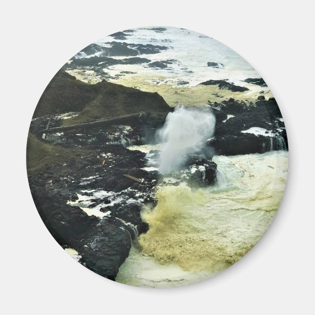 Spouting Horn, Cape Perpetua, Oregon Kusten Magnet (Framsidan)