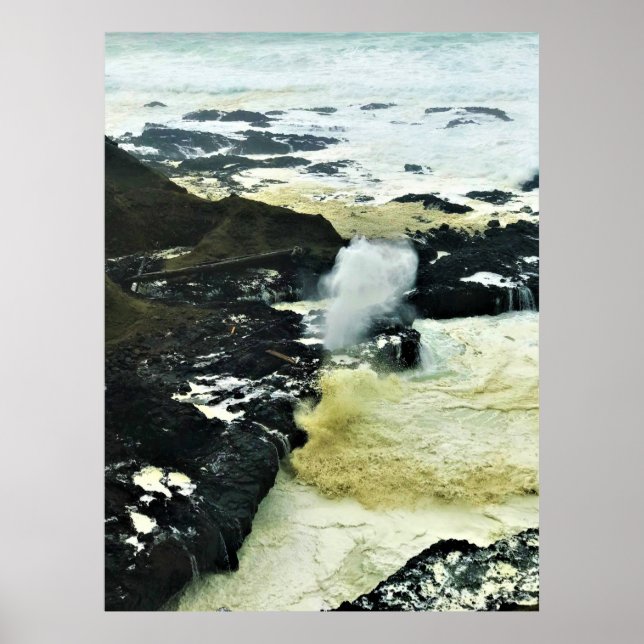 Spouting Horn, Cape Perpetua, Oregon Kusten Poster (Framsidan)