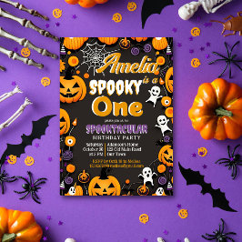 Sppoky en Halloween-födelsedagskalenderretro Inbjudningar