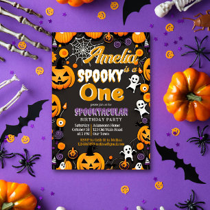 Sppoky en Halloween-födelsedagskalenderretro Inbjudningar