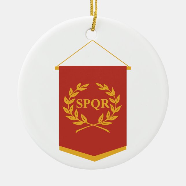 SPQR Banner Julgransprydnad Keramik (Framsidan)