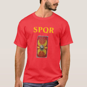 SPQR - Guld- Scutum - som är röd och Tee Shirt