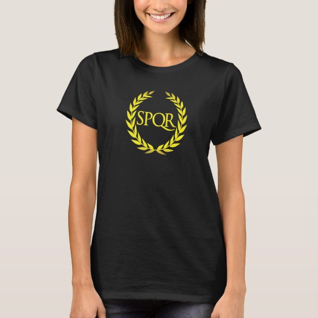 Spqr Lila I Senatus Populus Que Romanus T Shirt (Framsida)