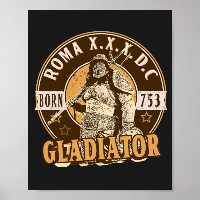 SPQR Roman Gladiator T-Shirt Poster (Framsidan)