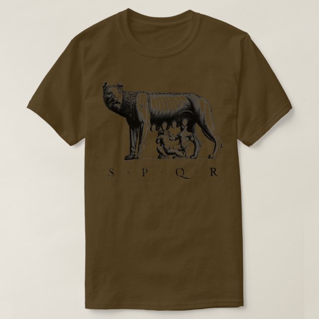 SPQR Roman Rom varg Romulus Remus T Shirt (Design framsida)