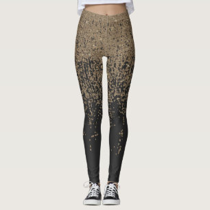 Spräcklig guld- glittersvart Ombre Leggings