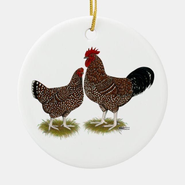 Spräckliga Sussex hönor Julgransprydnad Keramik (Framsidan)