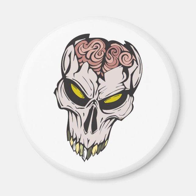 spräckt hjärnskalle magnet (Framsidan)