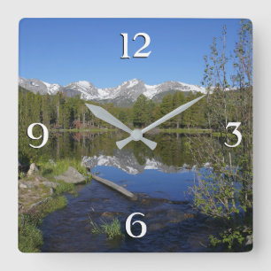 Sprague Lake II vid Rocky Mountain National Park Fyrkantig Klocka