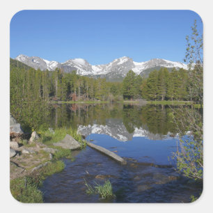 Sprague Lake II vid Rocky Mountain National Park Fyrkantigt Klistermärke