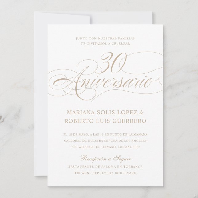 Språk 30 Aniversario de Bodas Bröllop Inbjudningar (Framsida)