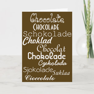 Språk av chokladhälsningkortet kort