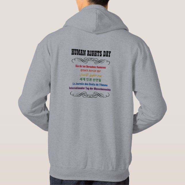 Språk för mänsklig rättighetdagmånga hoodie (Baksida)