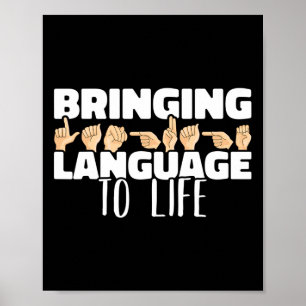 Språk till amerikanska teckenspråk Asl Poster