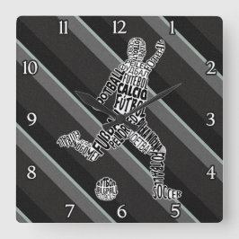 Språkklocka för fotboll fyrkantig klocka