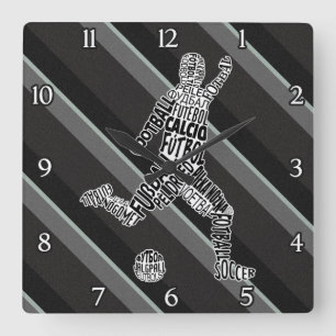 Språkklocka för fotboll fyrkantig klocka