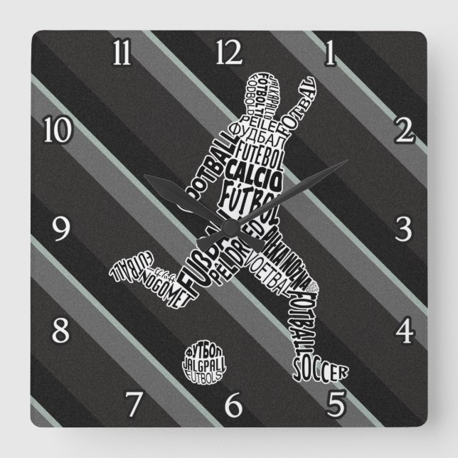 Språkklocka för fotboll fyrkantig klocka (Framsida)