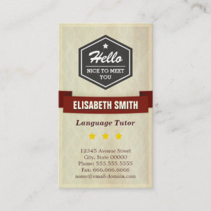 Språklärare - Retro Grunge Stil Visitkort
