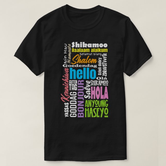 Språklig flerspråkig språkundervisning i många t shirt (Design framsida)