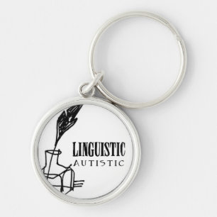 Språkliga Autistic Keychain Rund Silverfärgad Nyckelring